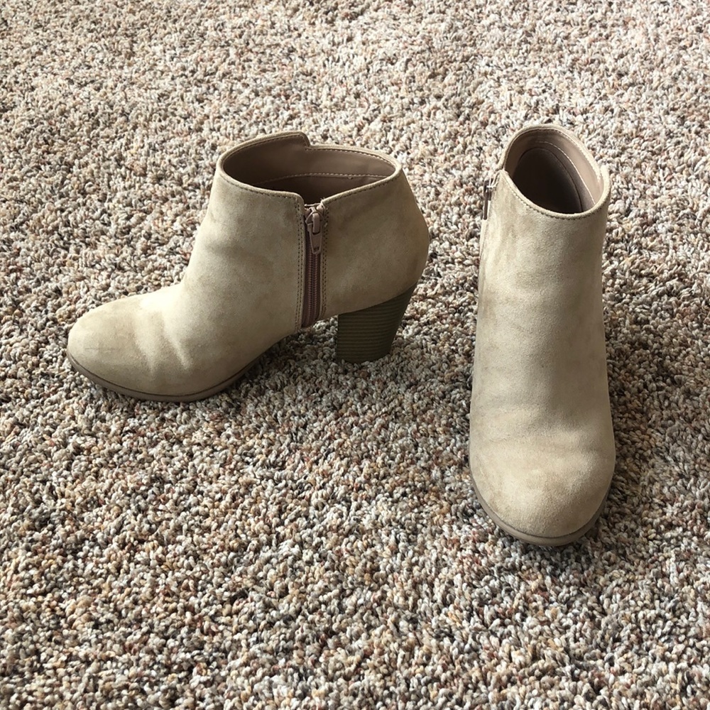 Taupe bootie heels
